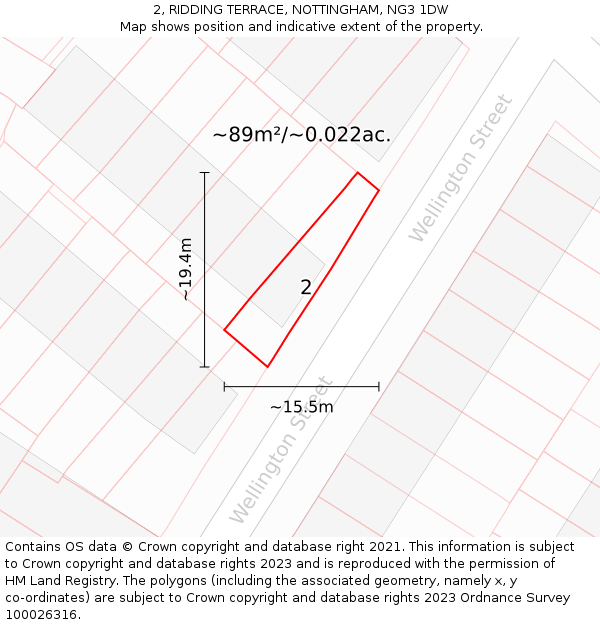 2, RIDDING TERRACE, NOTTINGHAM, NG3 1DW: Plot and title map