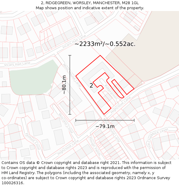 2, RIDGEGREEN, WORSLEY, MANCHESTER, M28 1GL: Plot and title map
