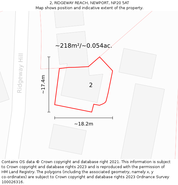 2, RIDGEWAY REACH, NEWPORT, NP20 5AT: Plot and title map