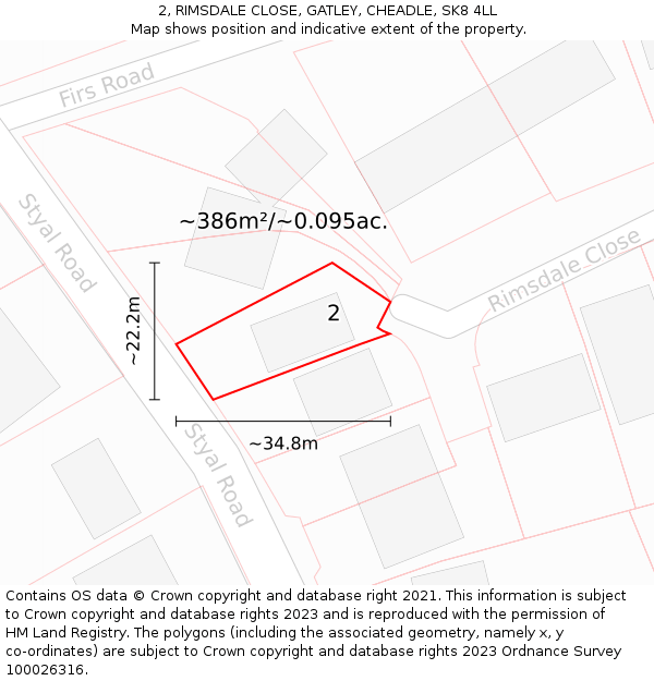 2, RIMSDALE CLOSE, GATLEY, CHEADLE, SK8 4LL: Plot and title map