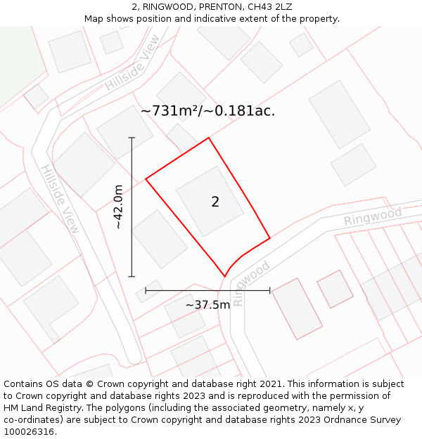 2, RINGWOOD, PRENTON, CH43 2LZ: Plot and title map