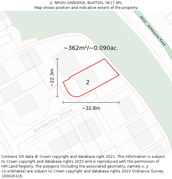 2, RIPON GARDENS, BUXTON, SK17 9PL: Plot and title map