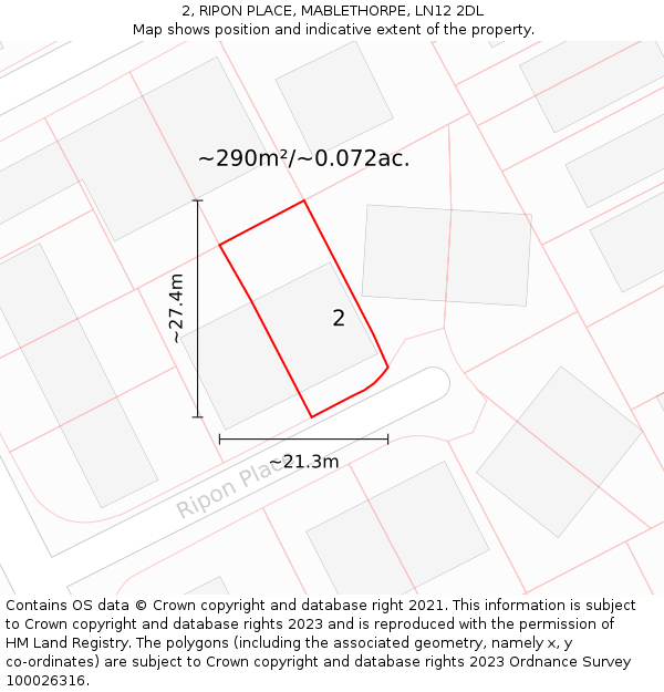 2, RIPON PLACE, MABLETHORPE, LN12 2DL: Plot and title map