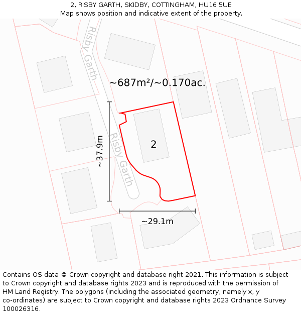 2, RISBY GARTH, SKIDBY, COTTINGHAM, HU16 5UE: Plot and title map
