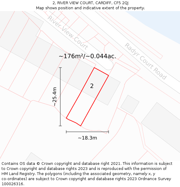 2, RIVER VIEW COURT, CARDIFF, CF5 2QJ: Plot and title map