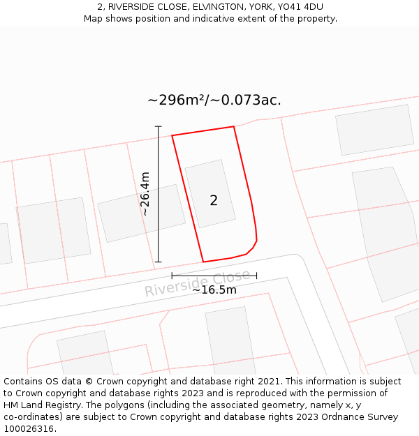 2, RIVERSIDE CLOSE, ELVINGTON, YORK, YO41 4DU: Plot and title map