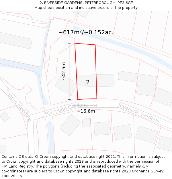 2, RIVERSIDE GARDENS, PETERBOROUGH, PE3 6GE: Plot and title map