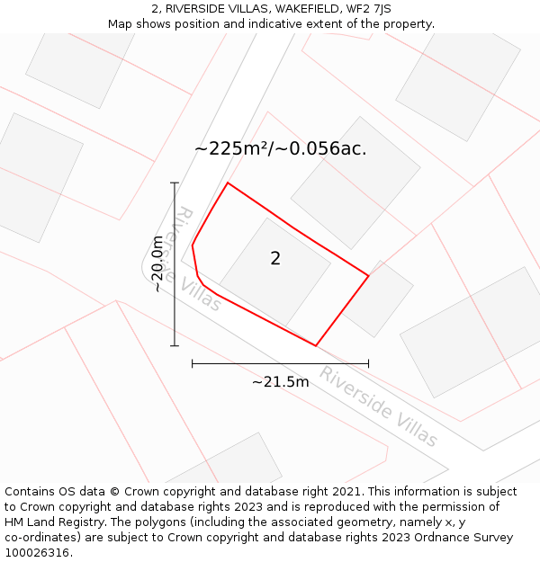 2, RIVERSIDE VILLAS, WAKEFIELD, WF2 7JS: Plot and title map
