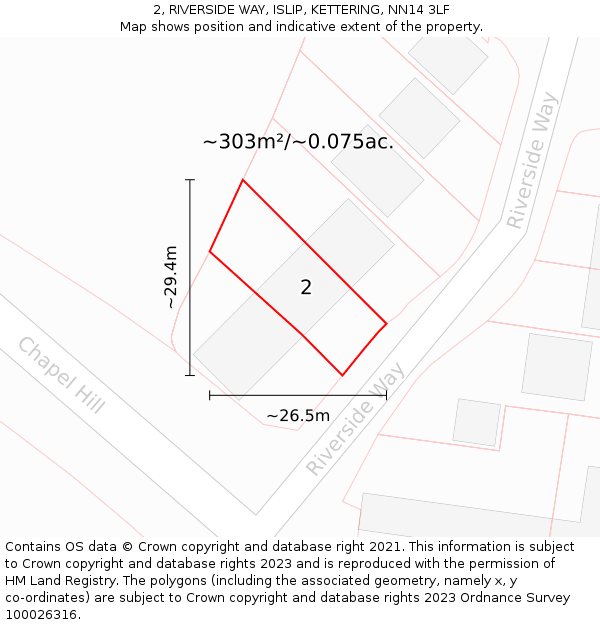 2, RIVERSIDE WAY, ISLIP, KETTERING, NN14 3LF: Plot and title map