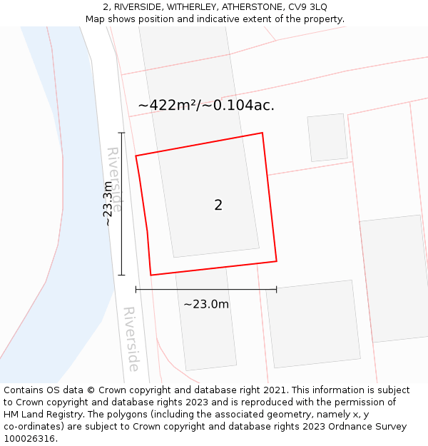 2, RIVERSIDE, WITHERLEY, ATHERSTONE, CV9 3LQ: Plot and title map