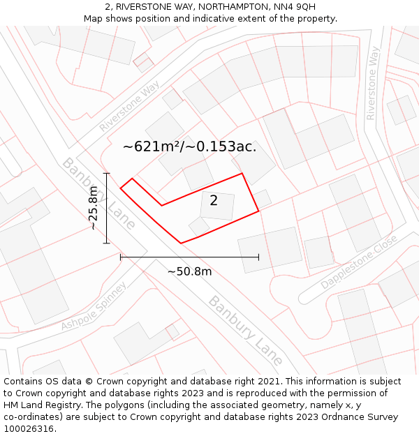 2, RIVERSTONE WAY, NORTHAMPTON, NN4 9QH: Plot and title map