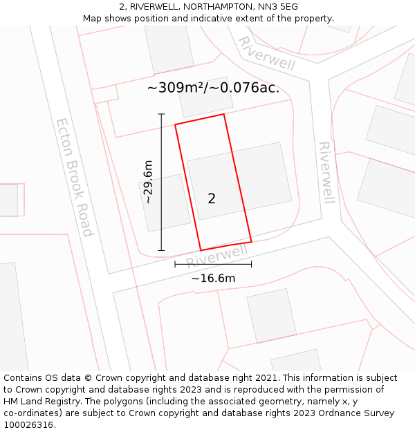 2, RIVERWELL, NORTHAMPTON, NN3 5EG: Plot and title map