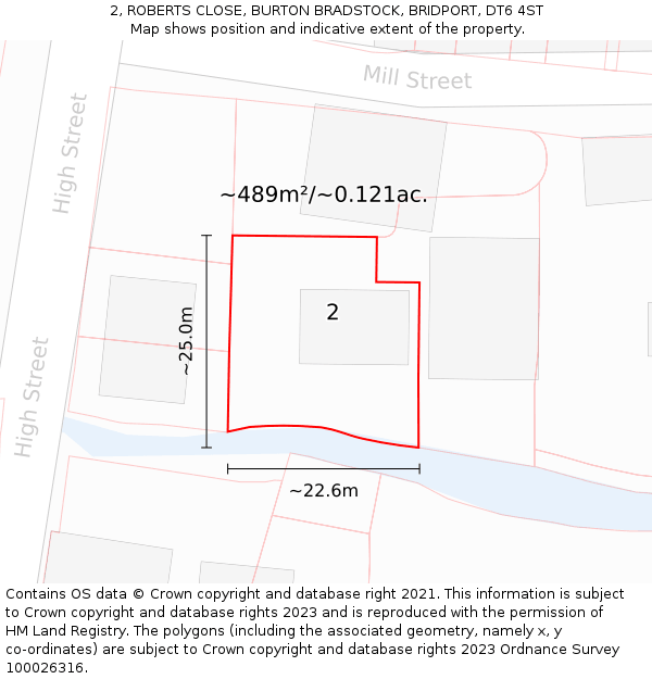 2, ROBERTS CLOSE, BURTON BRADSTOCK, BRIDPORT, DT6 4ST: Plot and title map