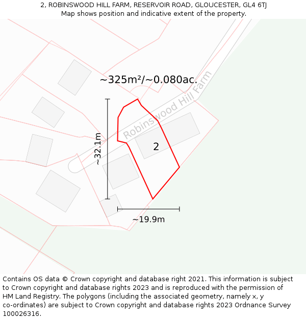 2, ROBINSWOOD HILL FARM, RESERVOIR ROAD, GLOUCESTER, GL4 6TJ: Plot and title map