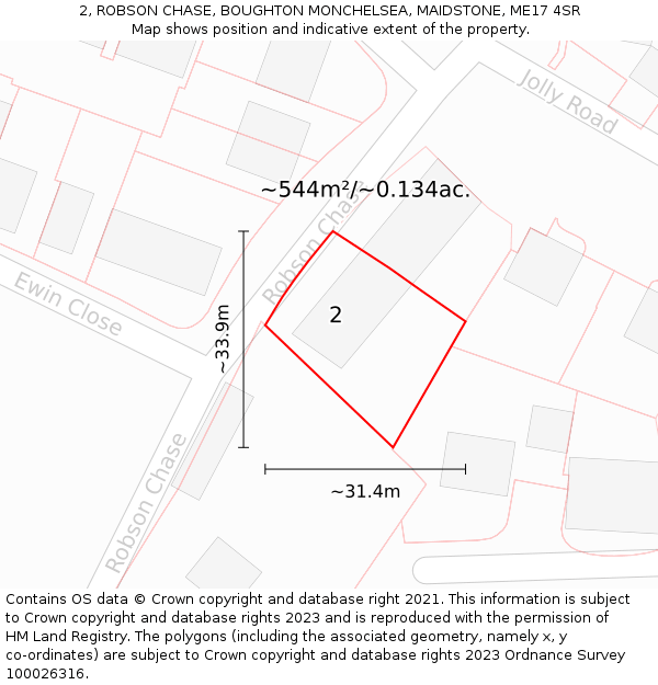 2, ROBSON CHASE, BOUGHTON MONCHELSEA, MAIDSTONE, ME17 4SR: Plot and title map