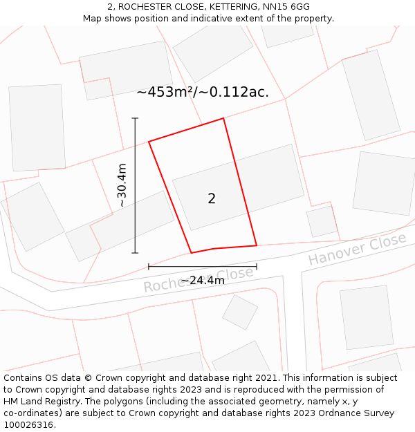 2, ROCHESTER CLOSE, KETTERING, NN15 6GG: Plot and title map