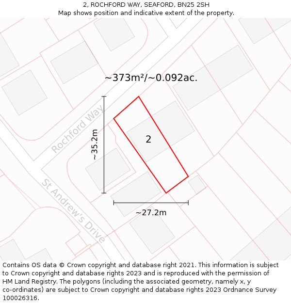 2, ROCHFORD WAY, SEAFORD, BN25 2SH: Plot and title map