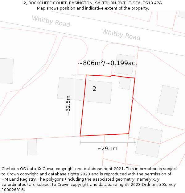 2, ROCKCLIFFE COURT, EASINGTON, SALTBURN-BY-THE-SEA, TS13 4PA: Plot and title map