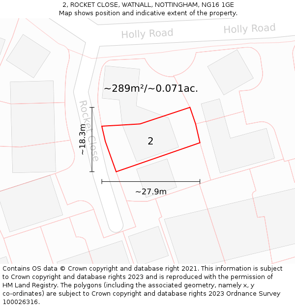 2, ROCKET CLOSE, WATNALL, NOTTINGHAM, NG16 1GE: Plot and title map