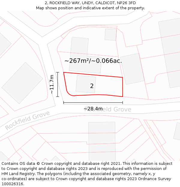 2, ROCKFIELD WAY, UNDY, CALDICOT, NP26 3FD: Plot and title map