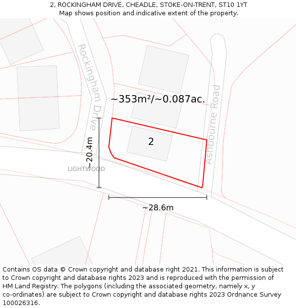 2, ROCKINGHAM DRIVE, CHEADLE, STOKE-ON-TRENT, ST10 1YT: Plot and title map