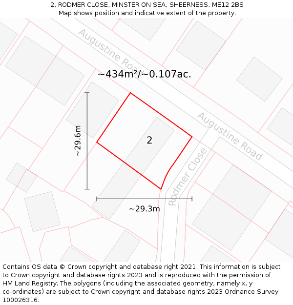 2, RODMER CLOSE, MINSTER ON SEA, SHEERNESS, ME12 2BS: Plot and title map