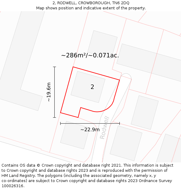 2, RODWELL, CROWBOROUGH, TN6 2DQ: Plot and title map