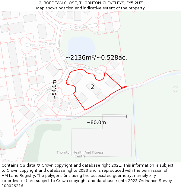 2, ROEDEAN CLOSE, THORNTON-CLEVELEYS, FY5 2UZ: Plot and title map