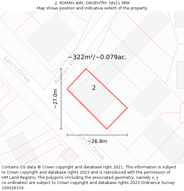 2, ROMAN WAY, DAVENTRY, NN11 0RW: Plot and title map