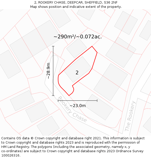 2, ROOKERY CHASE, DEEPCAR, SHEFFIELD, S36 2NF: Plot and title map