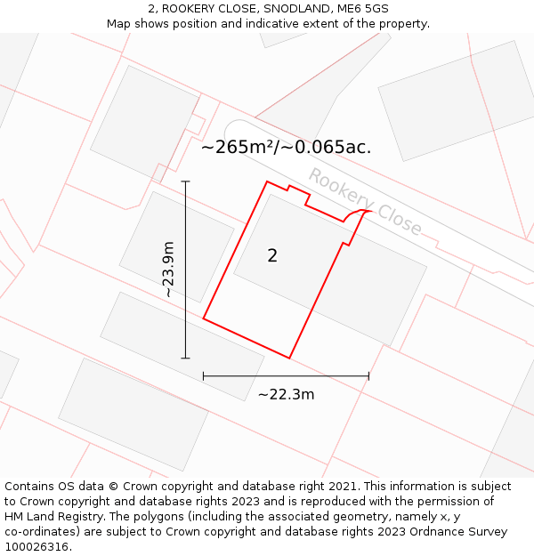 2, ROOKERY CLOSE, SNODLAND, ME6 5GS: Plot and title map