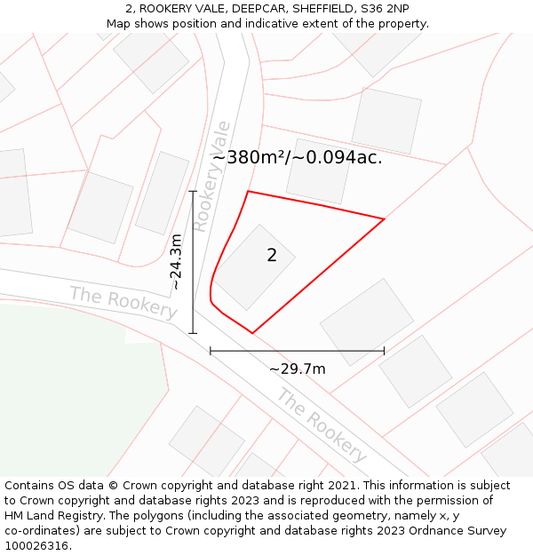 2, ROOKERY VALE, DEEPCAR, SHEFFIELD, S36 2NP: Plot and title map