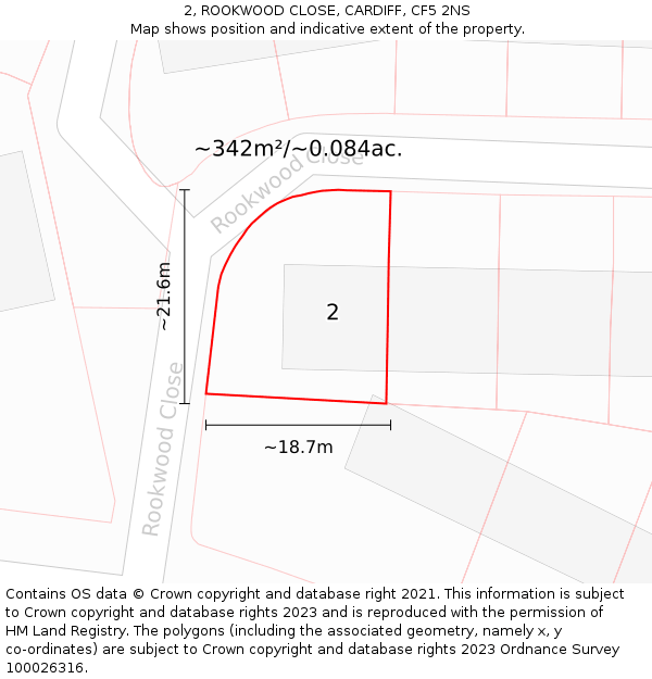 2, ROOKWOOD CLOSE, CARDIFF, CF5 2NS: Plot and title map