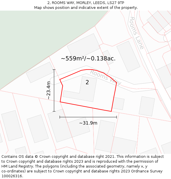 2, ROOMS WAY, MORLEY, LEEDS, LS27 9TP: Plot and title map