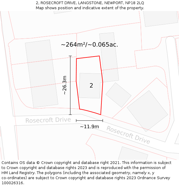 2, ROSECROFT DRIVE, LANGSTONE, NEWPORT, NP18 2LQ: Plot and title map