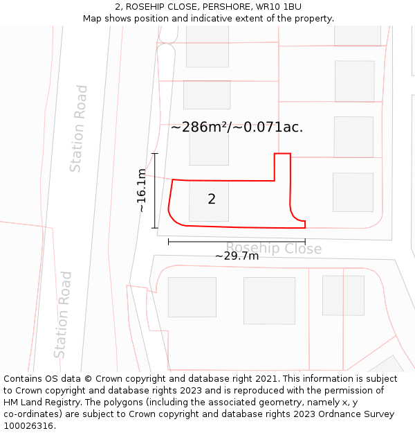 2, ROSEHIP CLOSE, PERSHORE, WR10 1BU: Plot and title map