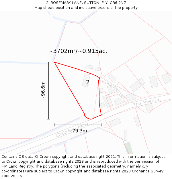2, ROSEMARY LANE, SUTTON, ELY, CB6 2NZ: Plot and title map