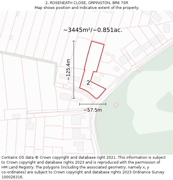 2, ROSENEATH CLOSE, ORPINGTON, BR6 7SR: Plot and title map