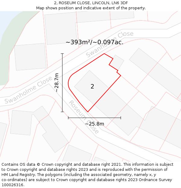 2, ROSEUM CLOSE, LINCOLN, LN6 3DF: Plot and title map