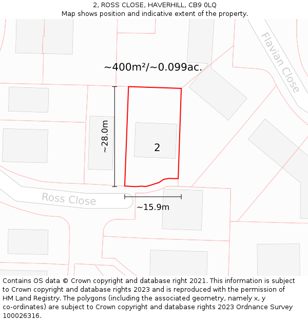 2, ROSS CLOSE, HAVERHILL, CB9 0LQ: Plot and title map