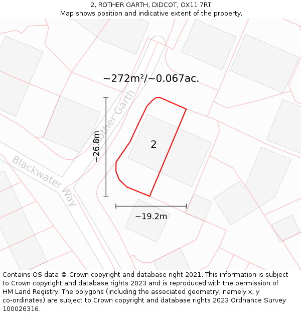 2, ROTHER GARTH, DIDCOT, OX11 7RT: Plot and title map