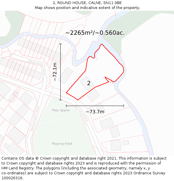 2, ROUND HOUSE, CALNE, SN11 0BE: Plot and title map