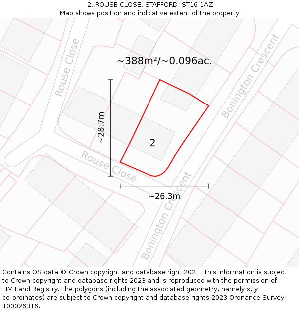 2, ROUSE CLOSE, STAFFORD, ST16 1AZ: Plot and title map