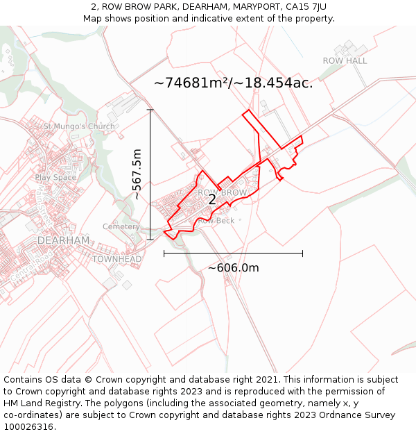 2, ROW BROW PARK, DEARHAM, MARYPORT, CA15 7JU: Plot and title map