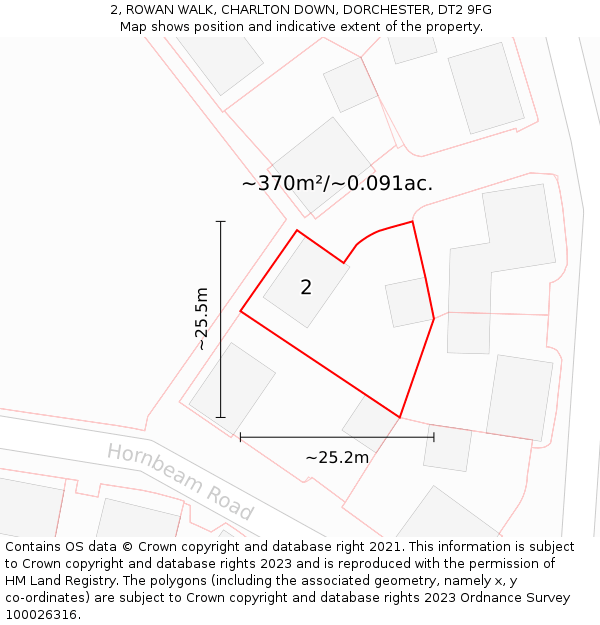2, ROWAN WALK, CHARLTON DOWN, DORCHESTER, DT2 9FG: Plot and title map