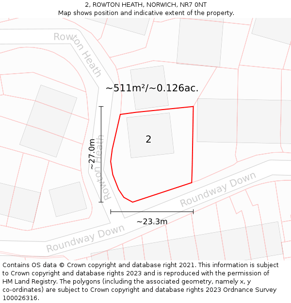 2, ROWTON HEATH, NORWICH, NR7 0NT: Plot and title map