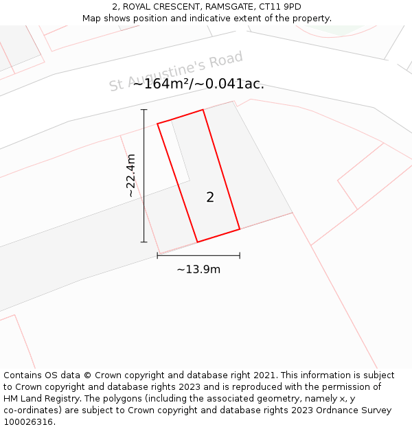 2, ROYAL CRESCENT, RAMSGATE, CT11 9PD: Plot and title map