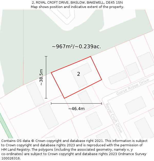 2, ROYAL CROFT DRIVE, BASLOW, BAKEWELL, DE45 1SN: Plot and title map