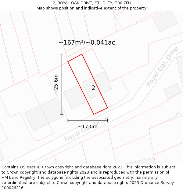 2, ROYAL OAK DRIVE, STUDLEY, B80 7FU: Plot and title map