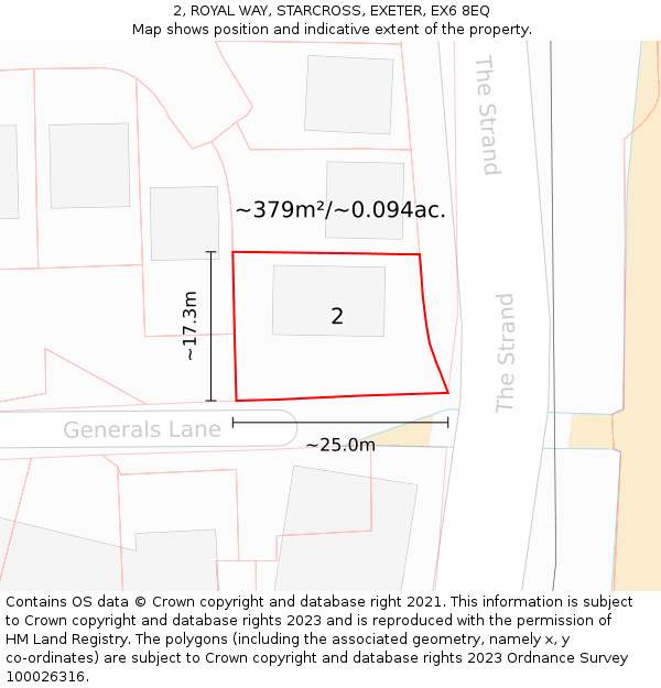 2, ROYAL WAY, STARCROSS, EXETER, EX6 8EQ: Plot and title map